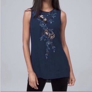 New! White House Black Market 💮 embellished tunic top 8 nwt